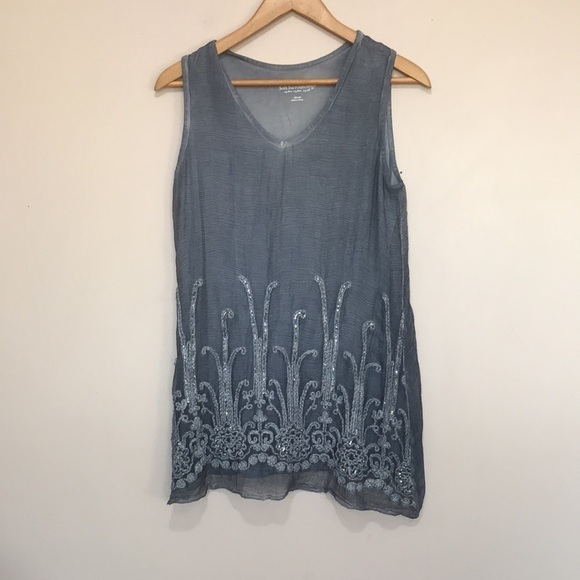SOFT Surroundings Silk Romance Top sleeveless tunic size XS oversized grey - Picture 2 of 11